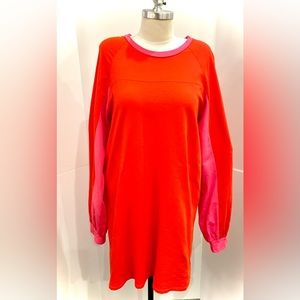 ASOS Sweatshirt Dress in Red with Red and Pink Sleeves, Size 10